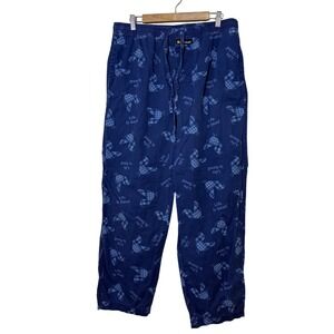 Life is Good Women Pajama Pants Large Blue Rooster Plaid Logo Cotton Loungewear